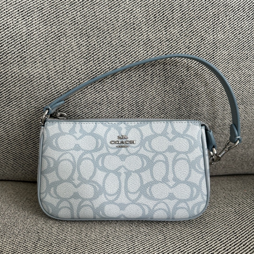 NWT Coach Nolita 19 Sketch Signature Canvas Silver/Ice Blue CBM72